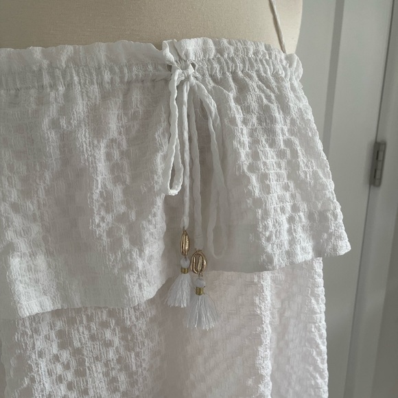 Lilly Pulitzer Mays Tank Top Textured White Ruffled Flounce Size S - Picture 3 of 8